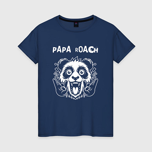Женская футболка Papa Roach rock panda / Тёмно-синий – фото 1