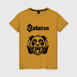 Футболка хлопковая женская Sabaton - rock panda, цвет: горчичный