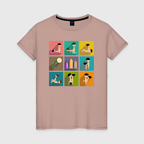Женская футболка Позы камасутры / Пыльно-розовый – фото 1