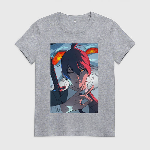 Женская футболка Человек-бензопила Аки Хаякава / Меланж – фото 1