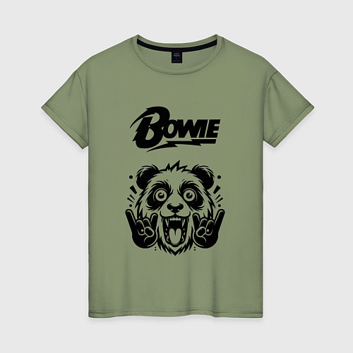 Женская футболка David Bowie - rock panda / Авокадо – фото 1