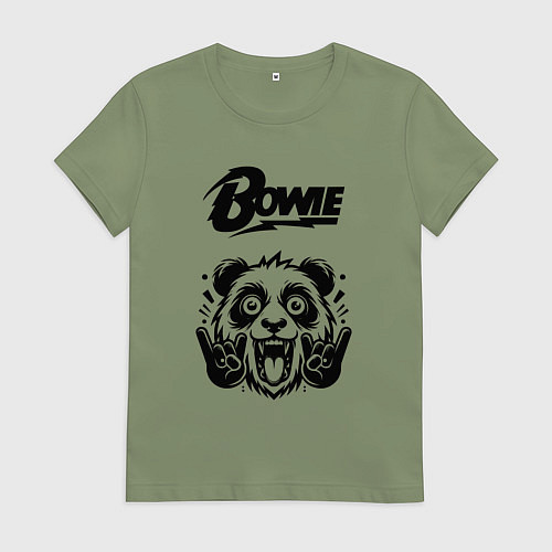 Женская футболка David Bowie - rock panda / Авокадо – фото 1