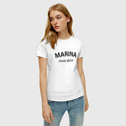 Футболка хлопковая женская Marina never alone - motto, цвет: белый — фото 2