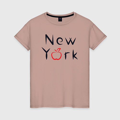 Женская футболка New York apple / Пыльно-розовый – фото 1