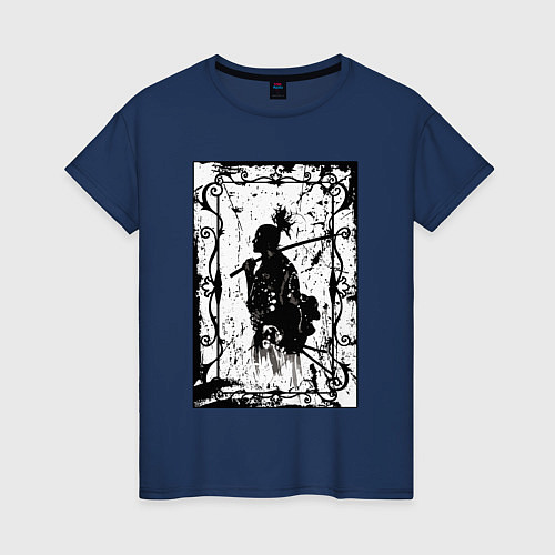 Женская футболка Воин с катаной / Тёмно-синий – фото 1