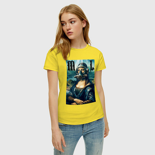 Женская футболка Мона Лиза - стимпанк нейросеть / Желтый – фото 3