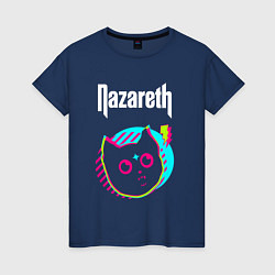 Футболка хлопковая женская Nazareth rock star cat, цвет: тёмно-синий