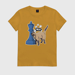 Женская футболка Кот Оникс и шахматный ферзь