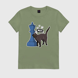Женская футболка Кот Зефир и шахматный ферзь