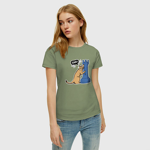 Женская футболка Кот Басимус и шахматная ладья / Авокадо – фото 3