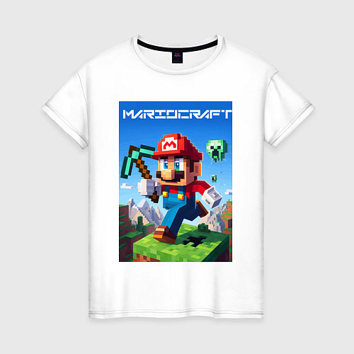 Женская футболка Minecraft and Mario - ai art collaboration / Белый – фото 1