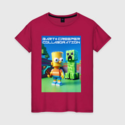 Женская футболка Bart and Creeper - collaboration ai art