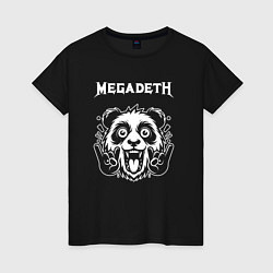 Футболка хлопковая женская Megadeth rock panda, цвет: черный