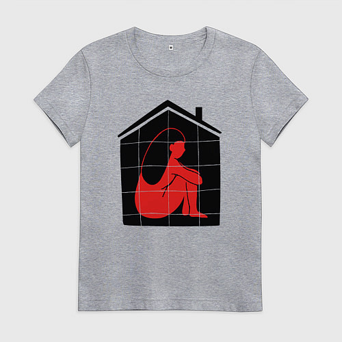 Женская футболка Сижу дома / Меланж – фото 1