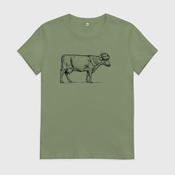 Женская футболка Новогодняя корова сбоку