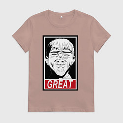 Футболка хлопковая женская Эйкити Онидзука преподаватель мем, цвет: пыльно-розовый