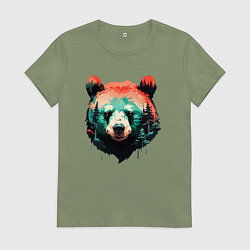Женская футболка Голова медведя на фоне леса