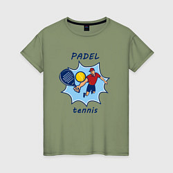 Футболка хлопковая женская Падел теннис, цвет: авокадо