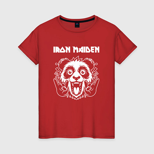 Женская футболка Iron Maiden rock panda / Красный – фото 1