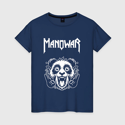 Женская футболка Manowar rock panda / Тёмно-синий – фото 1