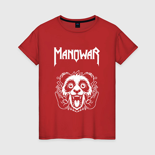 Женская футболка Manowar rock panda / Красный – фото 1