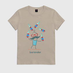 Женская футболка Бармен жонглёр