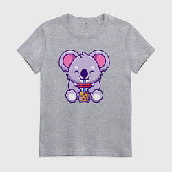 Женская футболка Милая коала с напитком