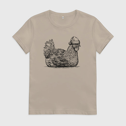 Женская футболка Новогодняя курица / Миндальный – фото 1