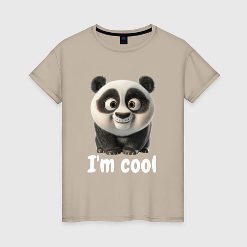 Женская футболка Крутая панда cool / Миндальный – фото 1