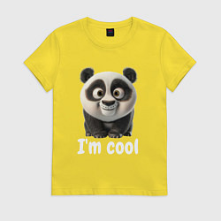 Футболка хлопковая женская Крутая панда cool, цвет: желтый
