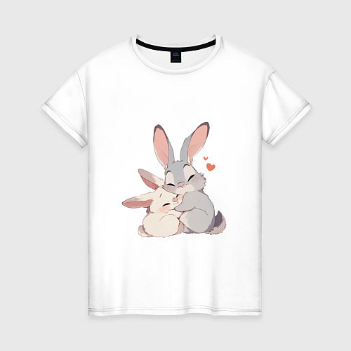 Женская футболка Зайки обнимайки / Белый – фото 1