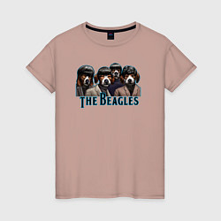 Футболка хлопковая женская Beatles beagles, цвет: пыльно-розовый