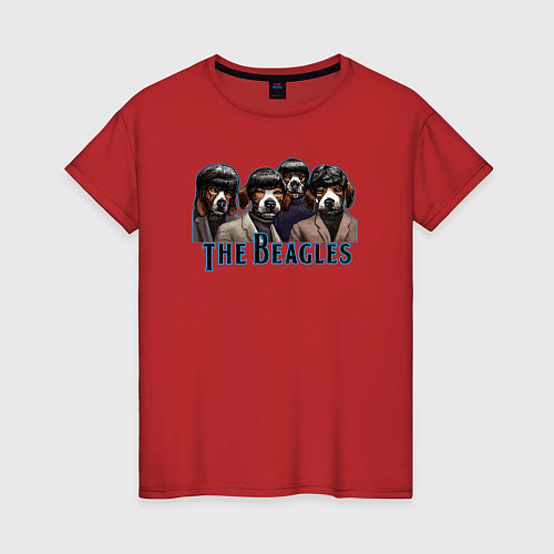 Женская футболка Beatles beagles / Красный – фото 1