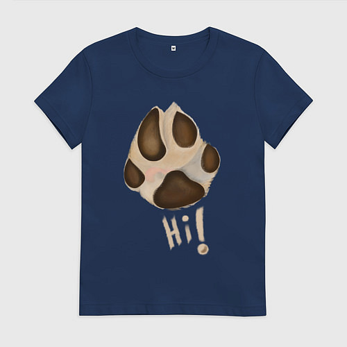 Женская футболка Лапа собаки акварелью / Тёмно-синий – фото 1