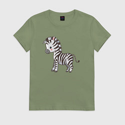 Футболка хлопковая женская Маленькая зебра, цвет: авокадо