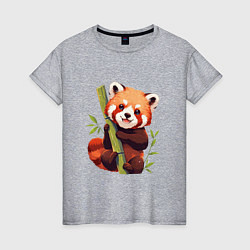 Футболка хлопковая женская The Red Panda, цвет: меланж