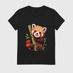 Футболка хлопковая женская The Red Panda, цвет: черный