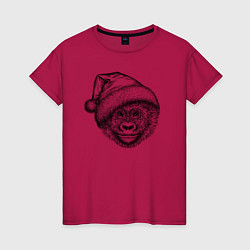 Женская футболка Новогодний детеныш гориллы