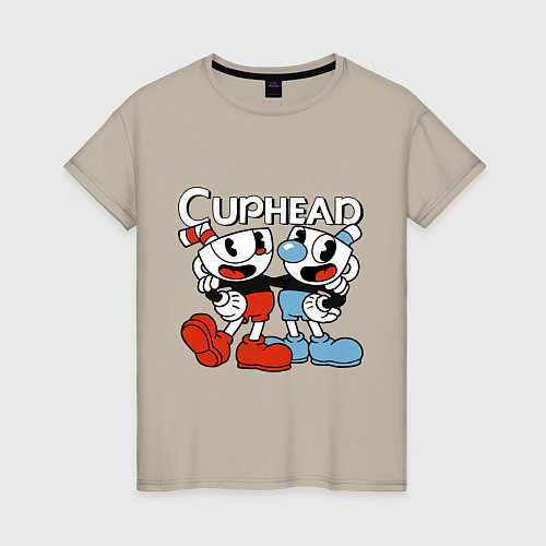 Женская футболка Cuphead and Mugman / Миндальный – фото 1