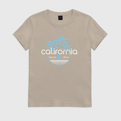 Футболка хлопковая женская California beach, цвет: миндальный