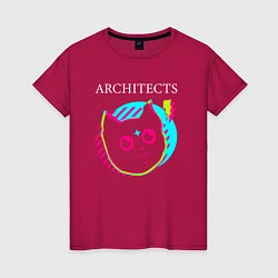 Футболка хлопковая женская Architects rock star cat, цвет: маджента
