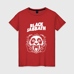 Футболка хлопковая женская Black Sabbath rock panda, цвет: красный