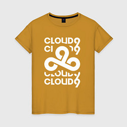 Футболка хлопковая женская Cloud9 - in logo, цвет: горчичный