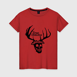 Футболка хлопковая женская True Detective: Deer Skull, цвет: красный