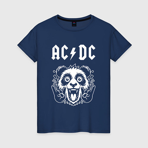 Женская футболка AC DC rock panda / Тёмно-синий – фото 1