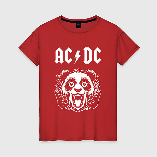 Женская футболка AC DC rock panda / Красный – фото 1