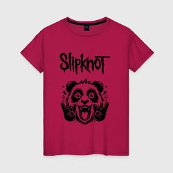 Футболка хлопковая женская Slipknot - rock panda, цвет: маджента