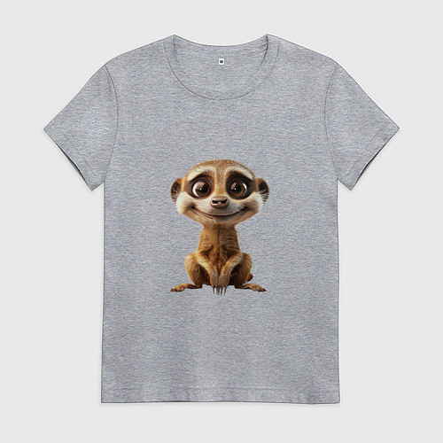 Женская футболка Сурикат в стойке / Меланж – фото 1