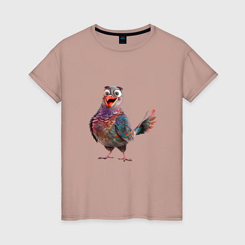 Женская футболка Удивленный сизый голубь / Пыльно-розовый – фото 1