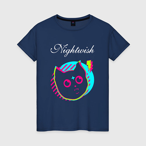 Женская футболка Nightwish rock star cat / Тёмно-синий – фото 1